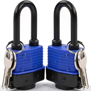 Heavy-Duty 44mm 1.75" Outdoor Padlock Keyed Alike, Water-Resistant Cover, Steel Lock with Same Key, Extra-Long Shackle Anti-Rust Brass Cylinder for Boat, Fishing, Marine, Fence
