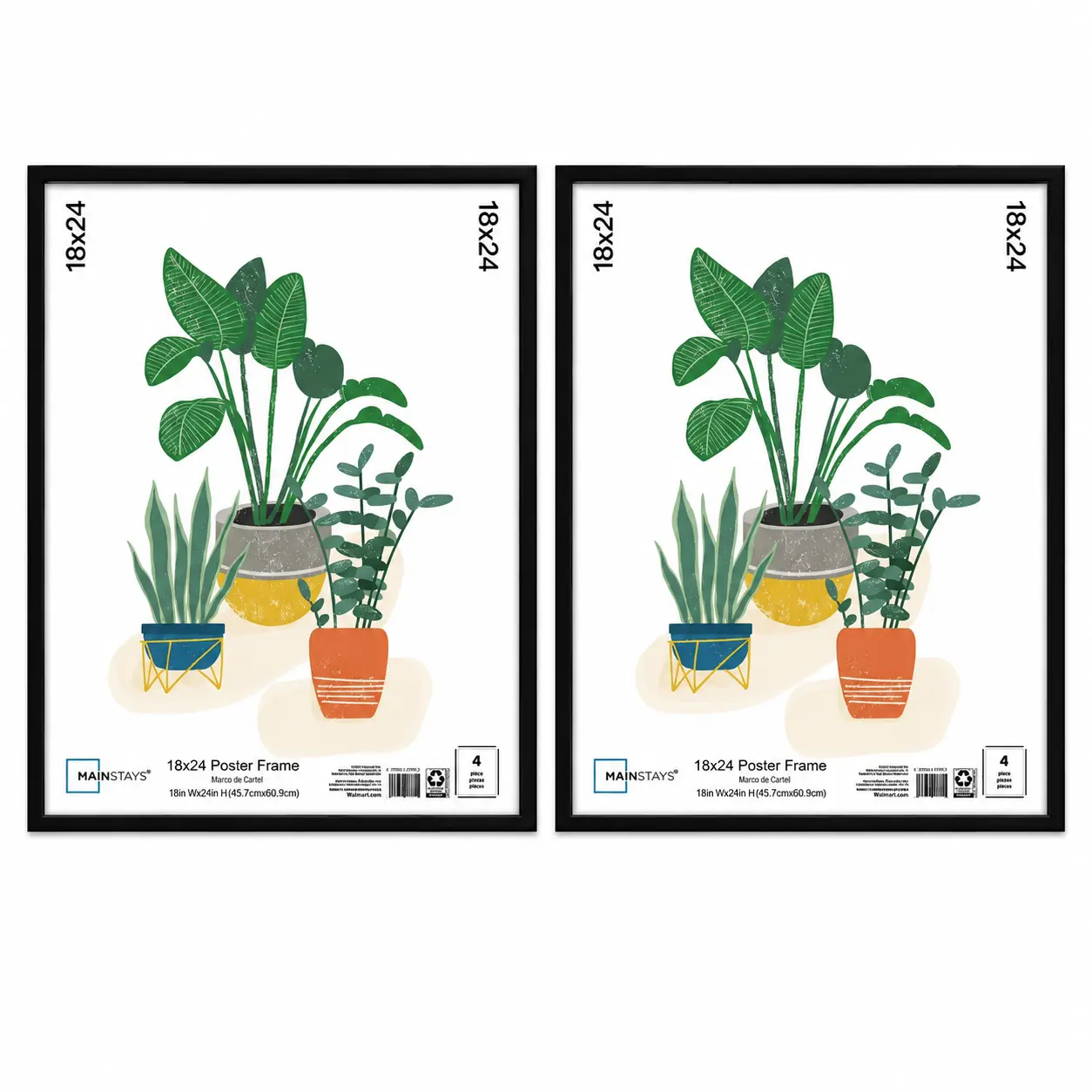 2 Pack 18x24 Picture Frame – Black Flat Profile Wall Photo Frame