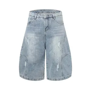 Noctra Distressed Washed Short Denim Culottes