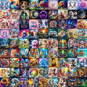 10pcs/20pcs/30pcs Diamond Painting Kit, DIY 5D Animal Landscape Art Set, Wall Decor Gift for Adults, Halloween Thanksgiving Christmas