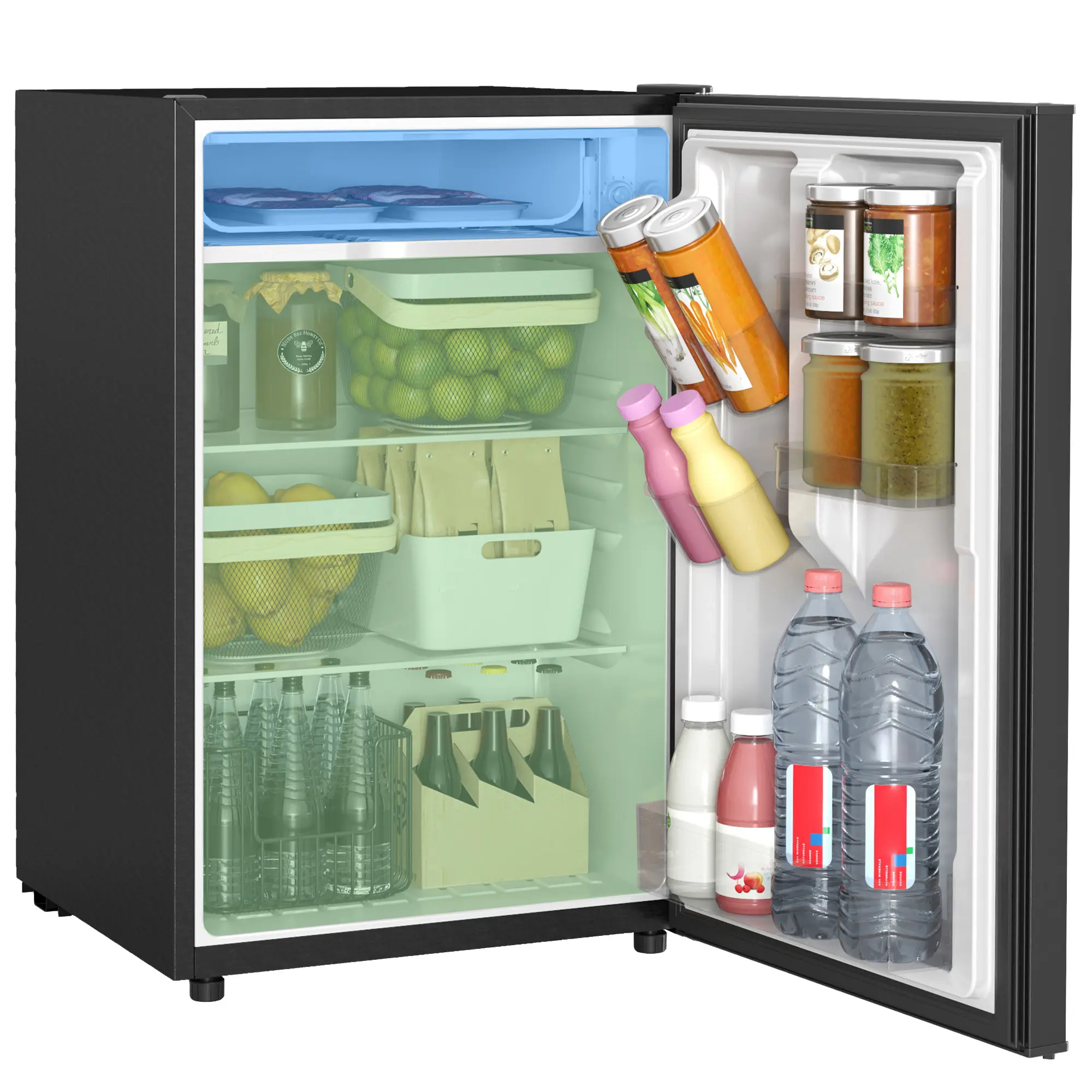 HOMCOM Mini Fridge with Freezer, 4.5 Cu.Ft Small Refrigerator with Adjustable Thermostat, Energy Efficient, Low Noise, Mini Refrigerator for Bedroom, Dorm, Office, Black