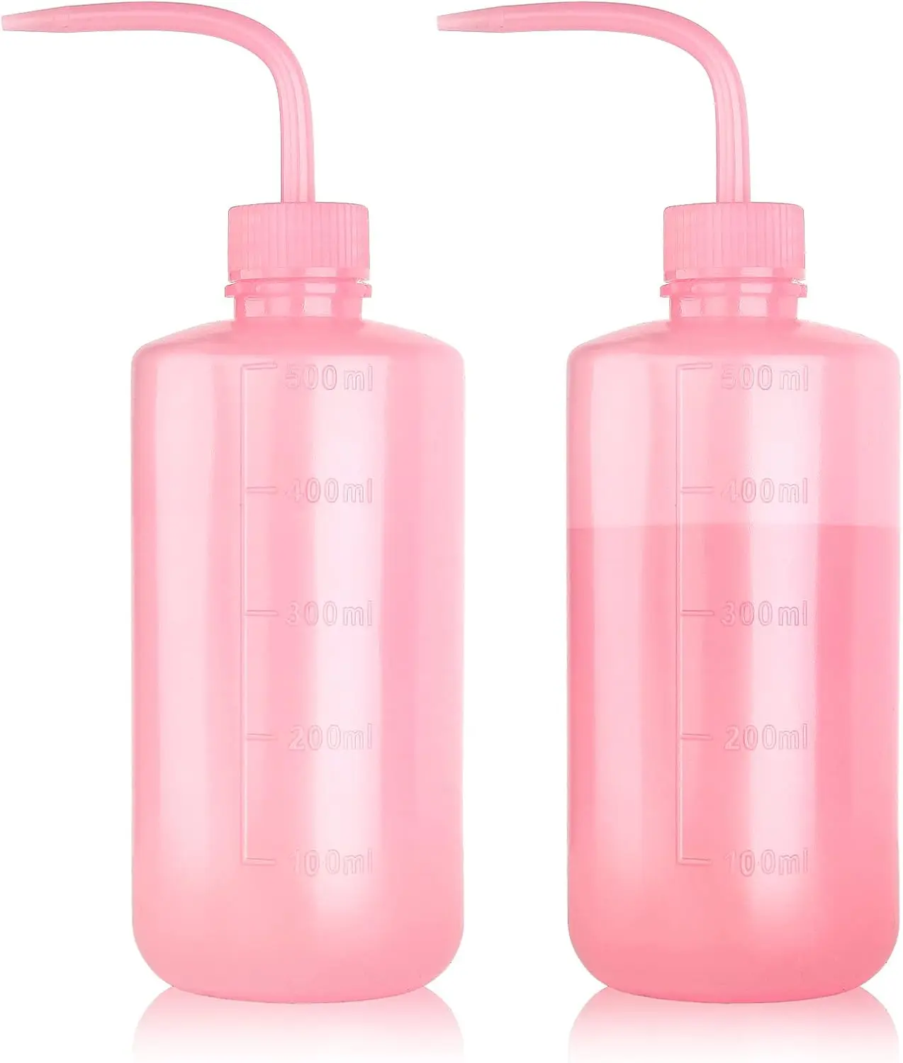 Blush Pink 2-Pack 500ml Plastic Flexible Squeeze Bottles - Leak-Proof Cap, Narrow Tip Control, Lab Wash Bottles for Plant Watering, Beauty, Barber, Eyelash Extensions, Tattooist Use