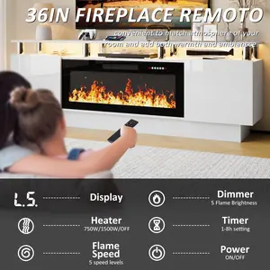 70 Inches Fireplace TV Stand for TVs up to 80 Inches Console with 36'' Electric Fireplace & Remote, Wooden Modern Entertainment Center for Living Room