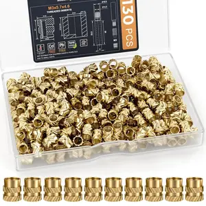 130 count M3 Heat Set Inserts, M3x5.7 Female Thread Metric Knurled Nuts Assortment Kit, Brass Threaded Inserts for Plastic  Printing Components