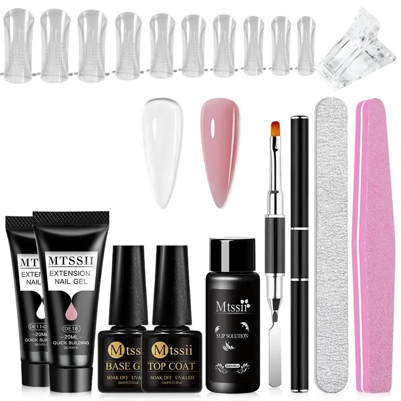 MTSSII Extension Nail Gel Set 10pcs, Professional Poly Gel Nails Kit for Beginners, Quick Extended Hard Gel Gel and Clear Nail Polish, Polygel Nail Kit, Poly Gel Nail Kit Complete, Nail Tech Supplies