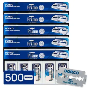 Dorco STP301 Prime Platinum Extra Double Edge Razor Blades 500 Count, Premium Stainless Steel Shaving Blades, Super Sharp for Smooth, Precise Shave, Stocking Stuffers