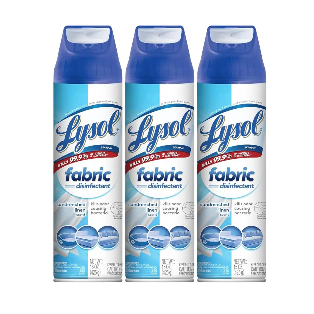 Fabric Disinfectant Spray, Sanitizing and Antibacterial Spray, For Disinfecting and Deodorizing Soft Furnishings, Sundrenched Linen 15 FL. Oz (Pack of 3)