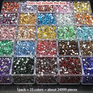 24,999-Piece 25-Color 3mm Round Flat Resin Gems, 5D Multi-Use Shine Multi-Functional Accessories for Diamond Art, DIY Crafts, Home & Festive Party Supplies,summervibes Diy Bedazzling Rhinestones Glitter Rhinestones