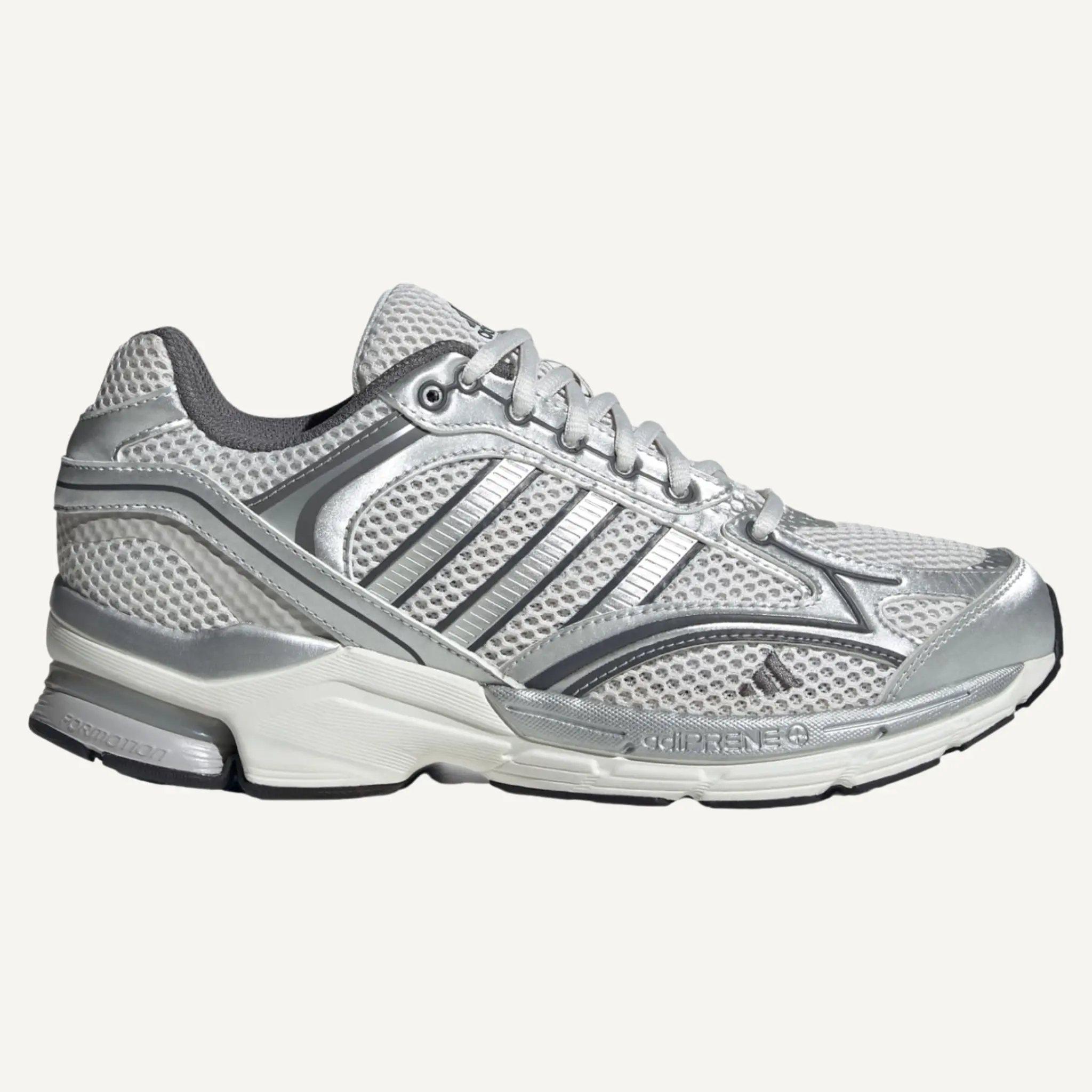 Adidas Men's Silver Spiritain 2000 Casual Wear Sneakers - Male Sports Footwear with Formotion Sole, Layered Run Design, US Sizes, Style KI6821, Listed In Us Men's Sizing, Padded Details, Silver Accents, Textile With Synthetic Overlays