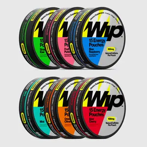 Wip Energy Pouches | 100mg Natural Caffeine | Vitamins and Minerals | 6 Pack Assorted: Sour Cherry, Mint, Orange Citrus, Strawberry Kiwi, Fruit Punch, Blue Raspberry