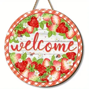 Strawberry Decoration Spring Summer Hanging Sign, Strawberry Cake Door Decor, First Birthday Party Home Decor, Simple Life Style