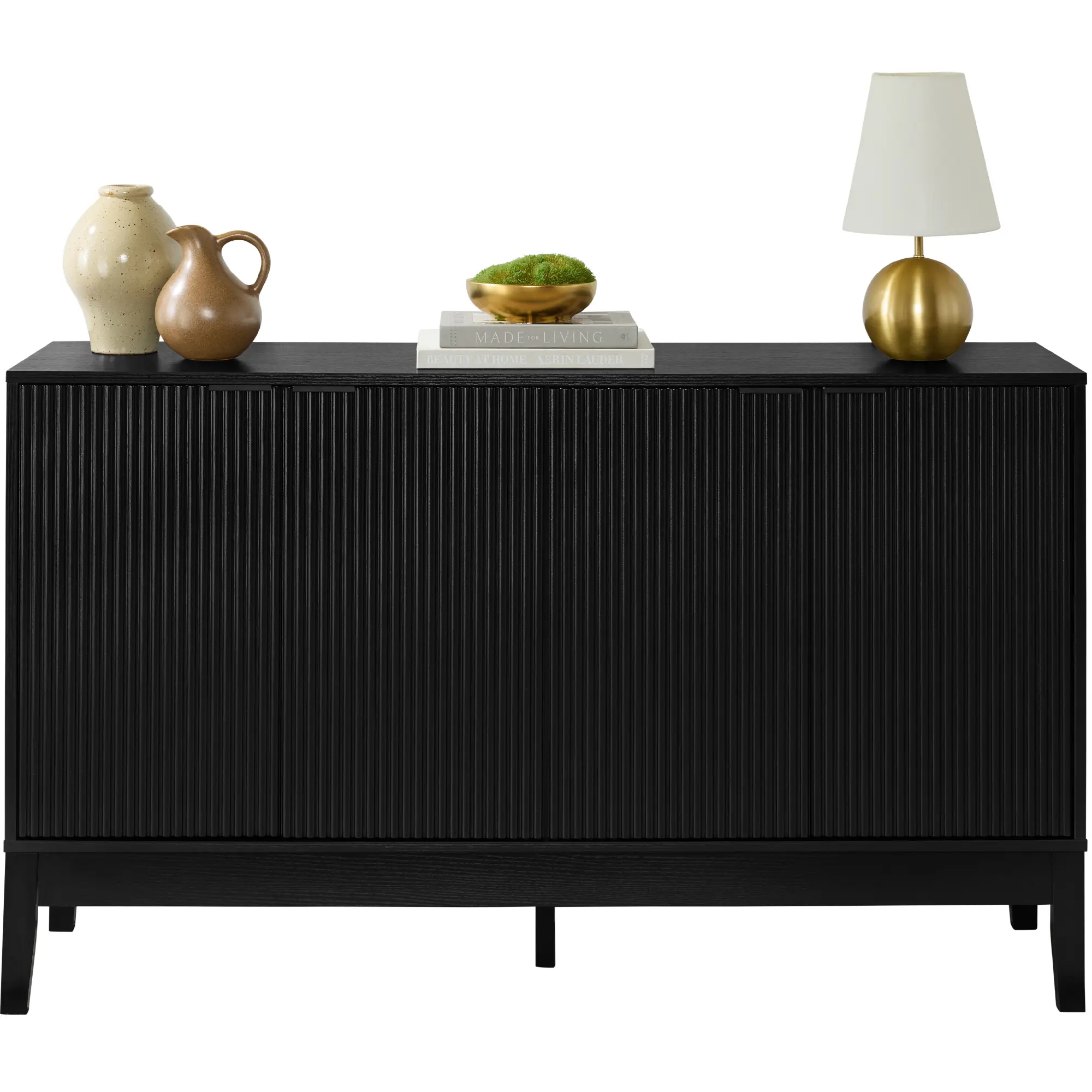 Best Choice Products 4-Door Reeded Storage Cabinet w/ Soft-Close Doors, Multipurpose Accent Furniture