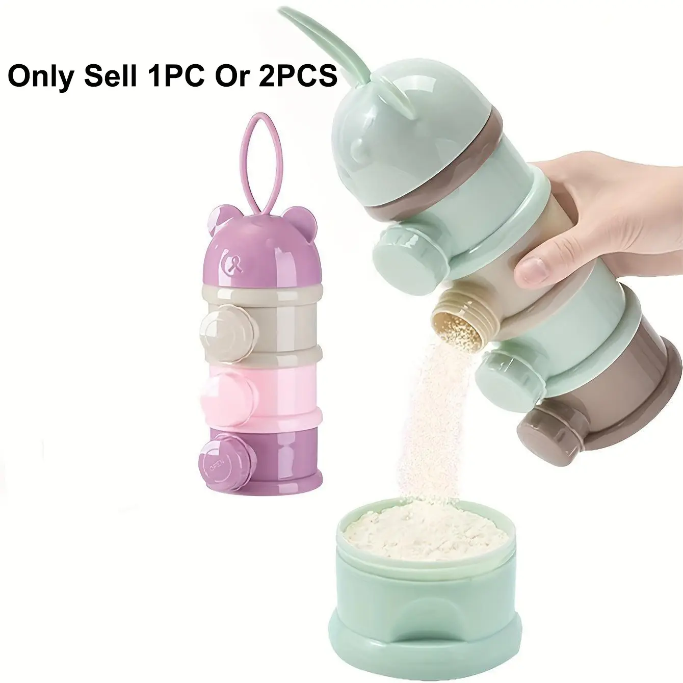 1pc/2pcs Cute Bear-Shaped Portable Travel Milk Powder Dispenser, Large Capacity, Colorful Stackable Food Storage Container for Outdoor Feeding, Ideal Newborn Gift, Formula Dispenser on the Go