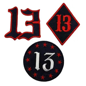 Number 13 Embroidered Patch [3PC Bundle- Iron on Sew on - RS]