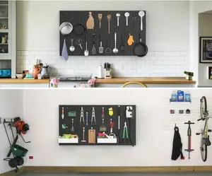 Wall Mounted Metal Pegboard 2 Pack Multiuse Organizer Space Saving Storage Solution