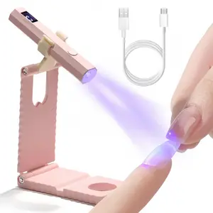 LED nail polish lamp stand set, equipped with rechargeable battery, digital display, 20-second/60-second timer, used for nail curing, repair and drying machine