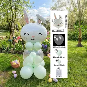 Easter Bunny Shaped Decorative Balloons Set, Balloon Animals, Balloon Party Supplies, 14pcs Spring Outdoor Garden Party Props, Perfect for Easter Celebrations