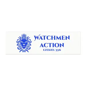 Watchmen Action Car Magnet — "Ezekiel 33:6" Blue Lion Bumper Sticker
