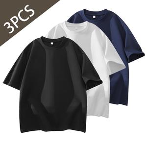 3PCS Men's Casual Versatile Solid Color Loose Outdoor Sports T-shirt - Short Sleeve Round Neck Half Sleeve Design for Summer Days - 4PCS Pack