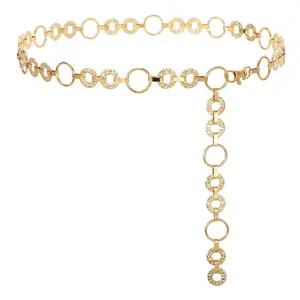 XZQTIVE Metal Waist Chain Belt Women Adjustable Body Link Belts Ladies Fashion Chain for Jeans Dress