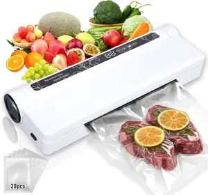 Food Vacuum Sealer Machine,Dry/Wet Modes,75KPA Strong Suction,Compact Household Vacuum Sealer,Digital Countdown Timer,Includes 20 Vacume Sealed Bags,for Home Kitchen Use,Restaurant Food Storage