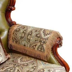 Luxury Couch Arm Covers, Washable Armrest Protectors for Leather Sofa, Anti Slip Recliner Chair Arm Covers Set of 2 (FLKF-Coffee)