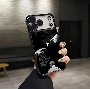 Vintage Unique Fashion Mobile Phone Case with God Goals Discipline Quote Aesthetic Pattern, Soft Silicone TPU Shockproof Protector Accessories for iPhone 17/16/15/14/13/12 Plus Pro Max Ultra & Samsung 22/23/24/25 Plus Pro Max Ultra