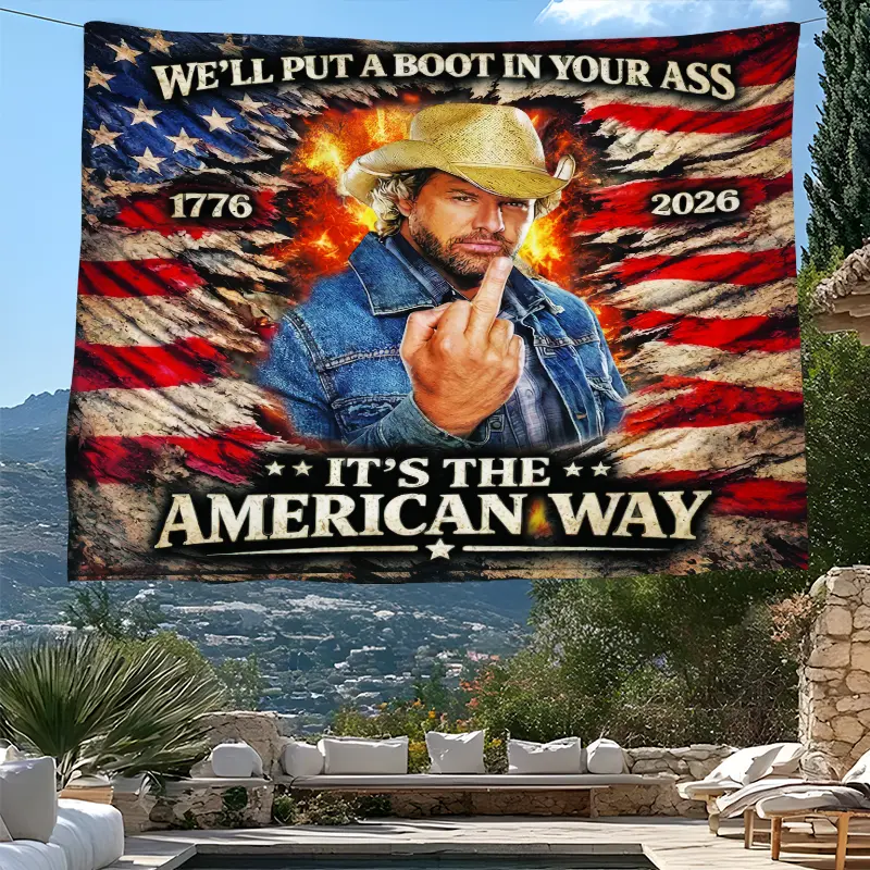 Vintage American Flag Polyester Tapestry - Wall Tapestries for Room Decor, Patriotic 4th of July Wall Hanging, Lightweight Beach Throw, Veteran Gift