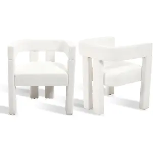 【HolidayHaul】SZLIZCCC Modern Dining Chair  Living Room Chairs Set of 2, Fabric Armchair, Upholstered Barrel Chair for Living Room Kitchen Office (Beige, Set of 2)