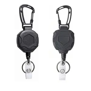Retractable Badge Holder, Retractable Badge Reel, 1 Count Outdoor Camping Backpack Keychain with Random Color Rope, Badge Holder for Office, School, Hospital, Work, Badge Reels Retractable