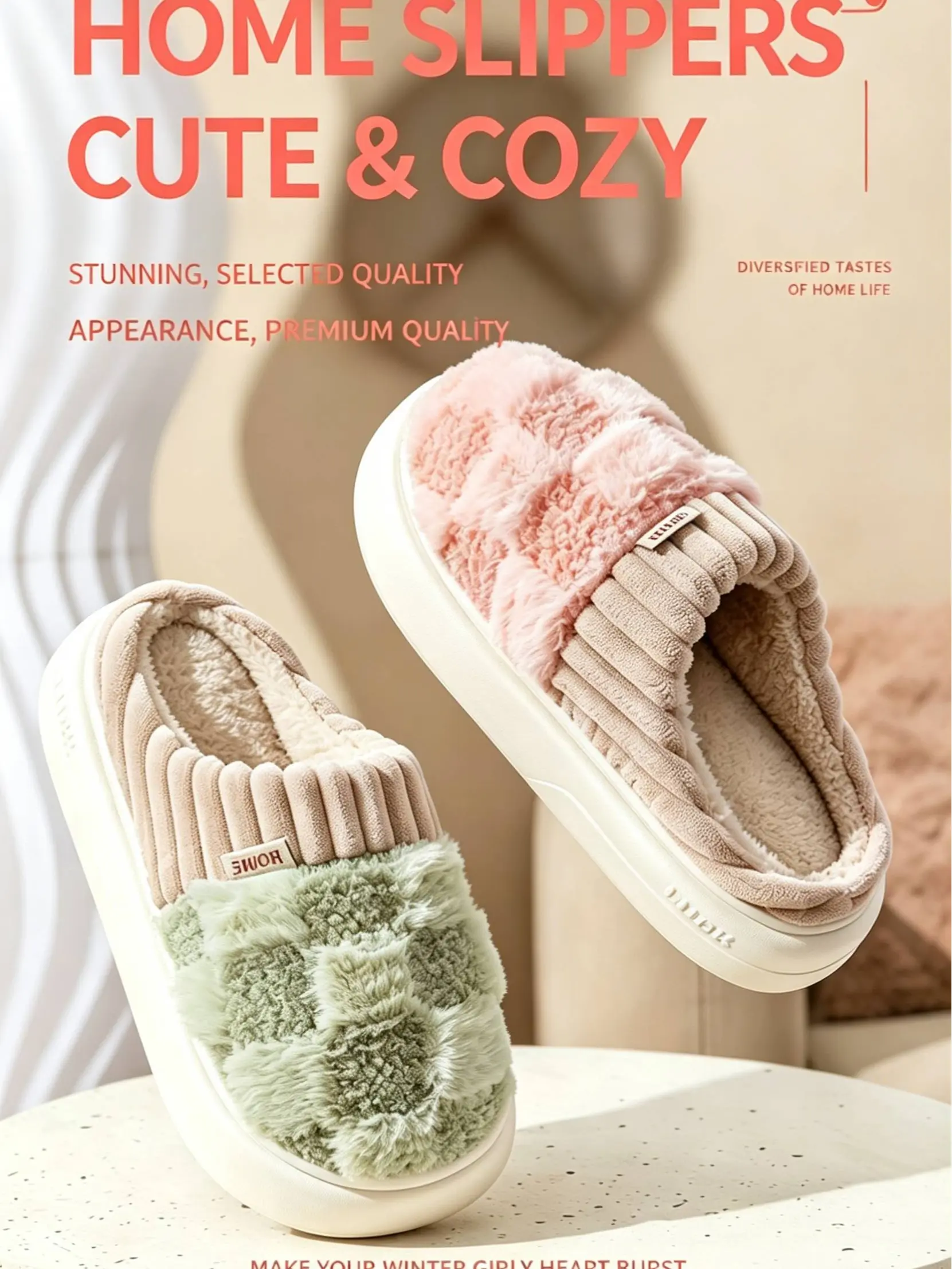 Checkered Slipper House Slippers for Women Men Plush Warm Fuzzy Slippers Flyffy Bedroom Shoes Indoor Slip On Home Slipper Plaid Design Slippers
