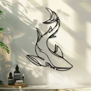 Shark Design Wall Art, Creative Metal Wall Art Decoration, Artistic, Decorative Artwork, Bathroom Wall Art, Wall Decor for Home Living Room Bedroom, Home Decor, Room Decor, Bedroom Accessories, Poster