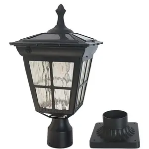 ST4311AQ LED Cast  Solar  Light Fixture with 3-Inch Fitter Base for Outdoor Garden  Pole Mount (Black, Lamp)