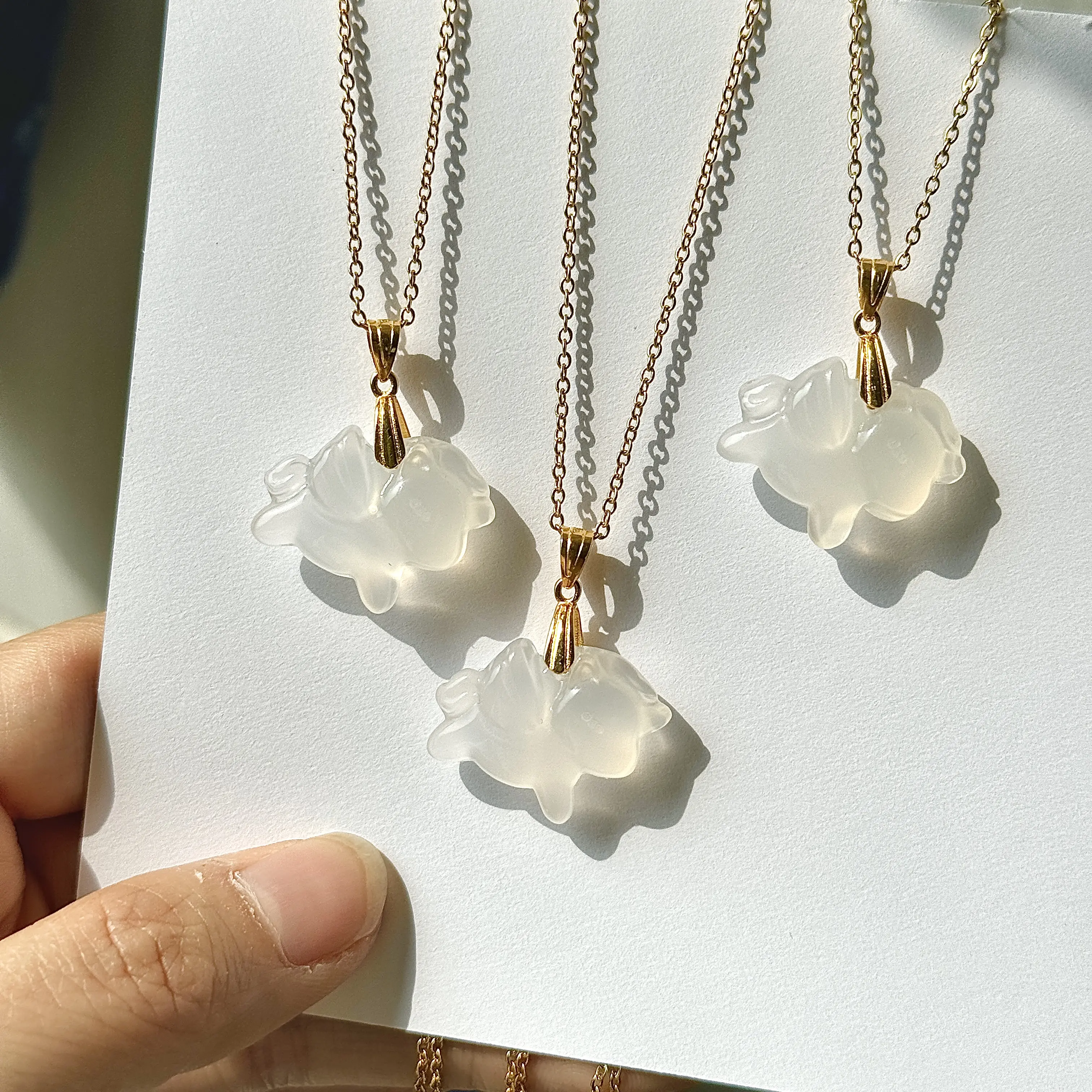 Natural White Chalcedony Pegasus Necklace, Dainty Gold Plated Flying Horse Pendant, Cute Animal Charm Necklace, Everyday Wear Jewelry