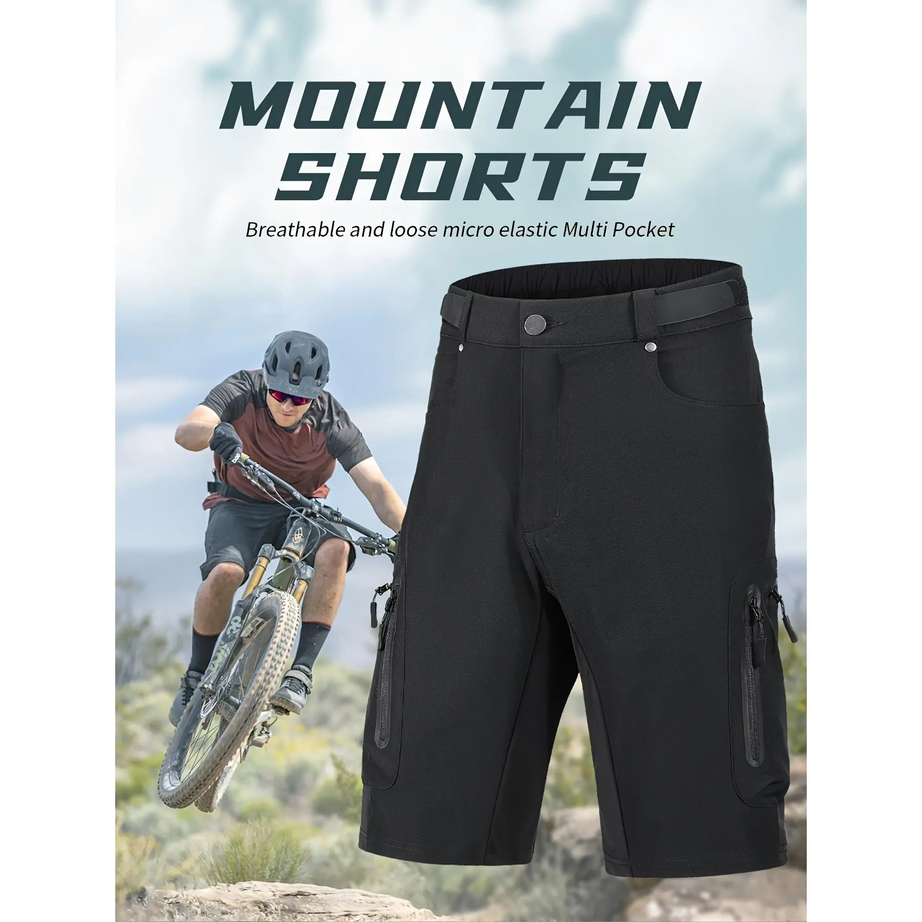 Men's Active Cycling Shorts, Breathable Quick-Dry Athletic Shorts with Zippered Multi-Pockets for Outdoor Activities, Active Men's Cycling Short