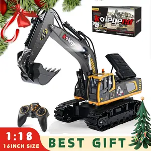 kolegend Remote Control Excavator Toy 16 Inch, 11 Channel RC Construction Vehicles Hydraulic Haulers Digger Toys Gift for 6 7 8 9 10 Years Old Kids Boys mini  excavator