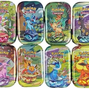 Pokemon Prismatic Evolutions Mini Tin - 2 Packs StickerCoin Random Tin Featuring Various Pokémon Designs
