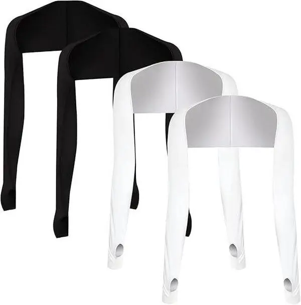 This 4-piece summer cooling shawl and UV-protective sleeve set includes finger holes and is suitable for women's activities such as golf, cycling, running, and rock climbing.