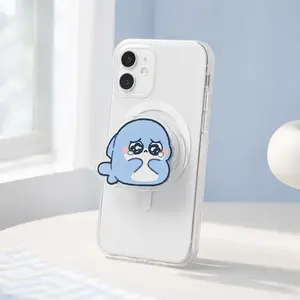 Durable Magnetic Kawaii Sad Fish Phone Holder - Cute Blue Cartoon MagSafe Grip Stand, Aesthetic Gift for Mobile Phone Users