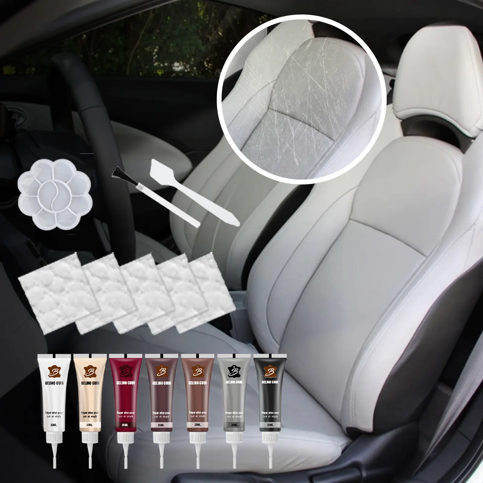 Rayhong Coffee Leather Repair Cream, Leather Scratch & Crack Restoration Paste, Furniture Sofa, Car Seat & Leather Jacket Touch Up Repair Compound