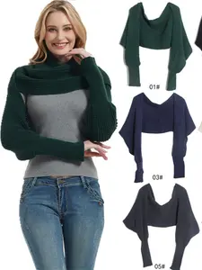 Women's Elegant Warm Winter Scarf, Knit Sleeve Shawl, Multifunctional Wrap, Perfect for Dresses or Outerwear, Casual Style