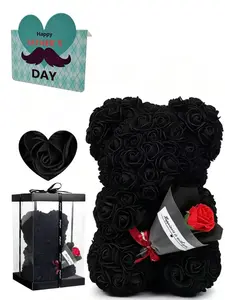 Father's Day Bouquet Bear Gift Set, Celtic Knot Necklace, Blessing Card, PVC Box, Perfect Present for Dad, Heartfelt Father's Day Gift