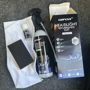 QIFOR Automotive Headlight Restoration Fluid - Car Detailing Tool for Oxidized, Yellowed, Blurred Headlamps with Enhanced Crystalline Coating Refurbishing Function, Surface Cleaner, Oxidation Fix