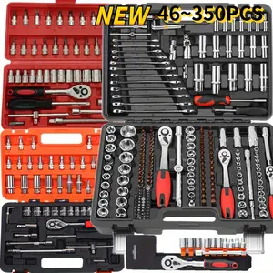46 piece drive socket ratchet wrenchset, with socket kit metric andextension rod, for car maintenance,with storage box socket wrench set,