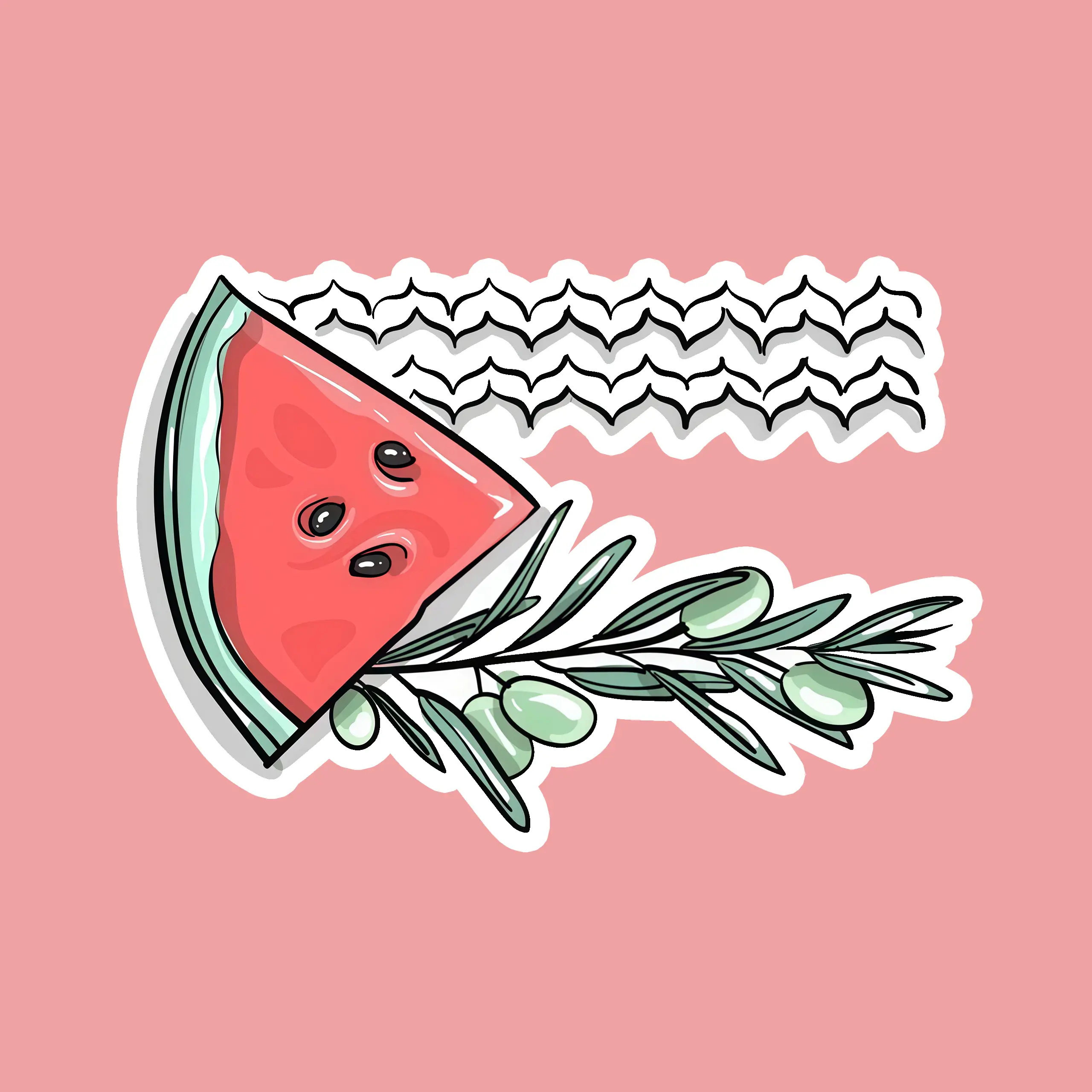 Watermelon Flag Vinyl Sticker, Cultural Inspired Decorative Decal, Cute Fruit Flag Design for Laptop, Water Bottle, Phone Case, Journal, Windows, Unique Gift, Reusable Aesthetic Sticker