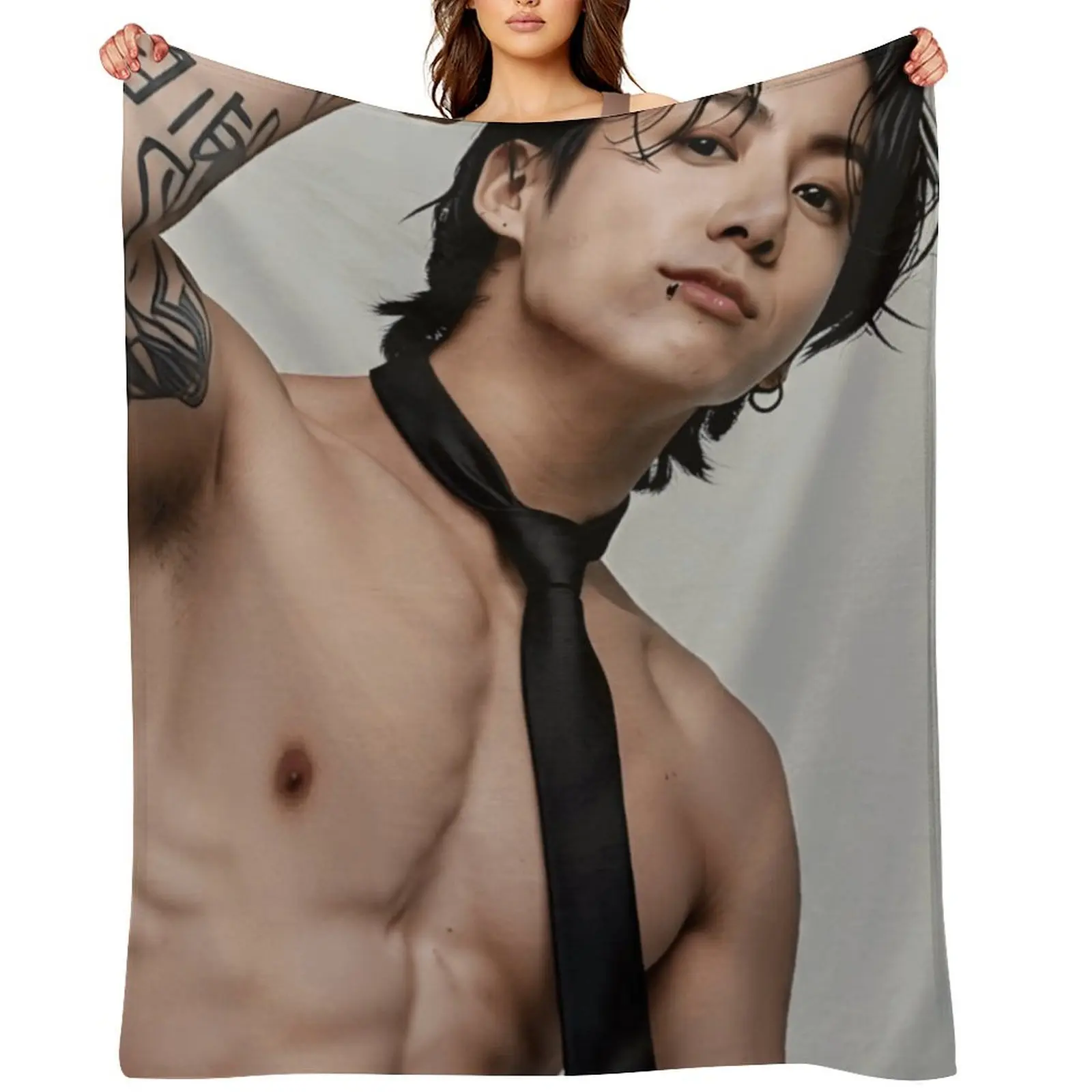 Jungkook Ultra-Soft Gentle Cozy Anime-Style Character Art Graphic Character Blanket - Patio Furniture Decor, Ideal for Bed, Couch, All Seasons Home Bedding Throw D910-8, Anime-Style Blankets, Character Art Blankets