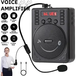 Voice Amplifier Bluetooth PA System Speaker Headset Mirophone USB/SD/FM Portable