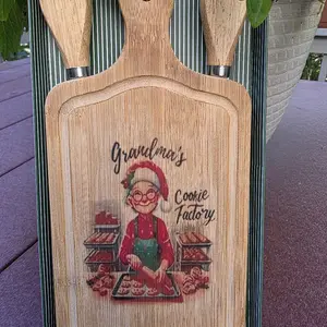 Grandma's Cookie Factory Christmas Cookie 5 piece Charcuterie Set with Festive Design and Rustic Appeal