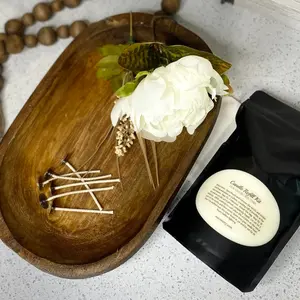 DIY Candle Kit  Kate Dough Bowl - Includes: Scented Soy Wax, Wicks, Wick Stickers,Stir Stick, and Bowl -Refillable Handmade Wood Bowl - Farmhouse Decor - Long Lasting Clean Fragrance