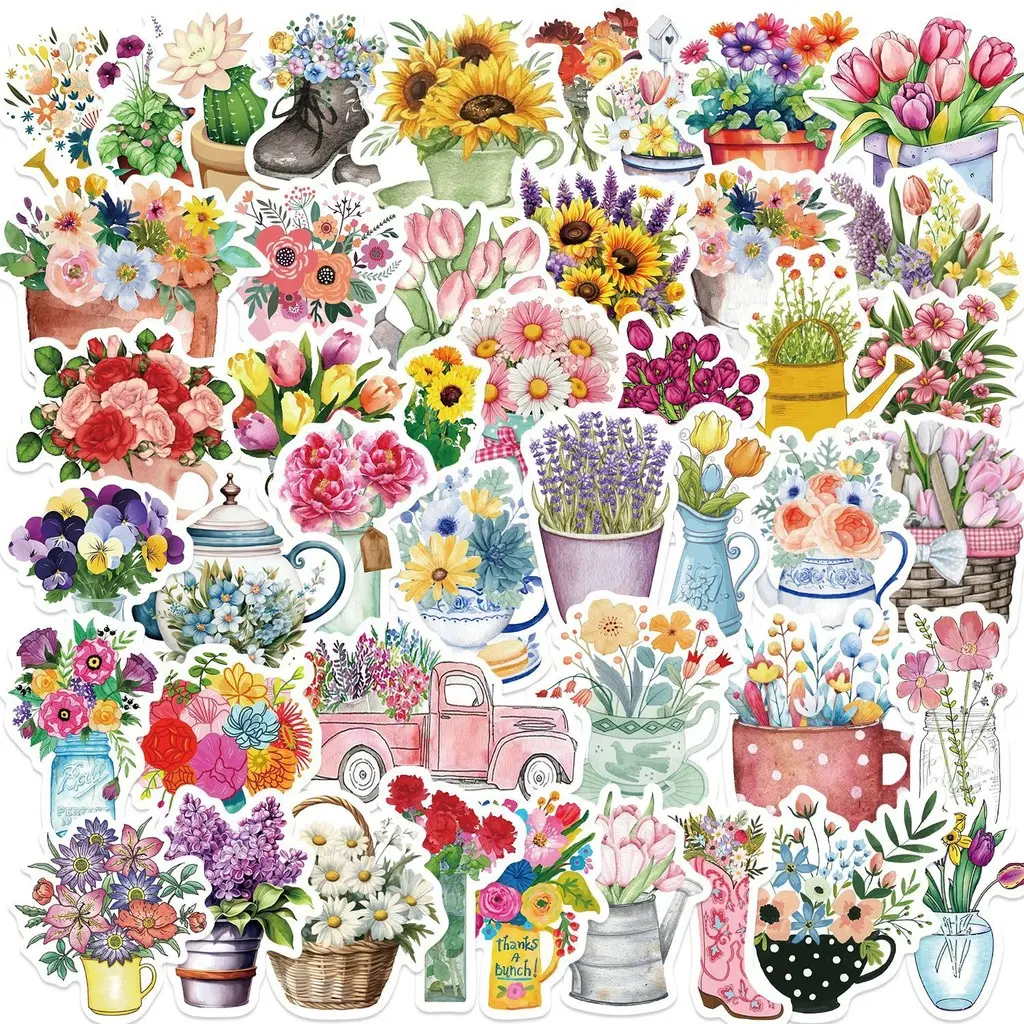 100PCS INS Flower Girl Creative Stickers Sticker Packs - Waterproof DIY Decor for Guitar, Notebook & Luggage bulingbulingsticker Art Stickers